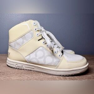 Coach Norra Spat High Top Sneakers - cream and white - size 7.5